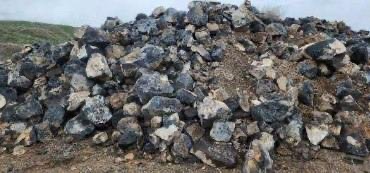 Riprap rock material pile