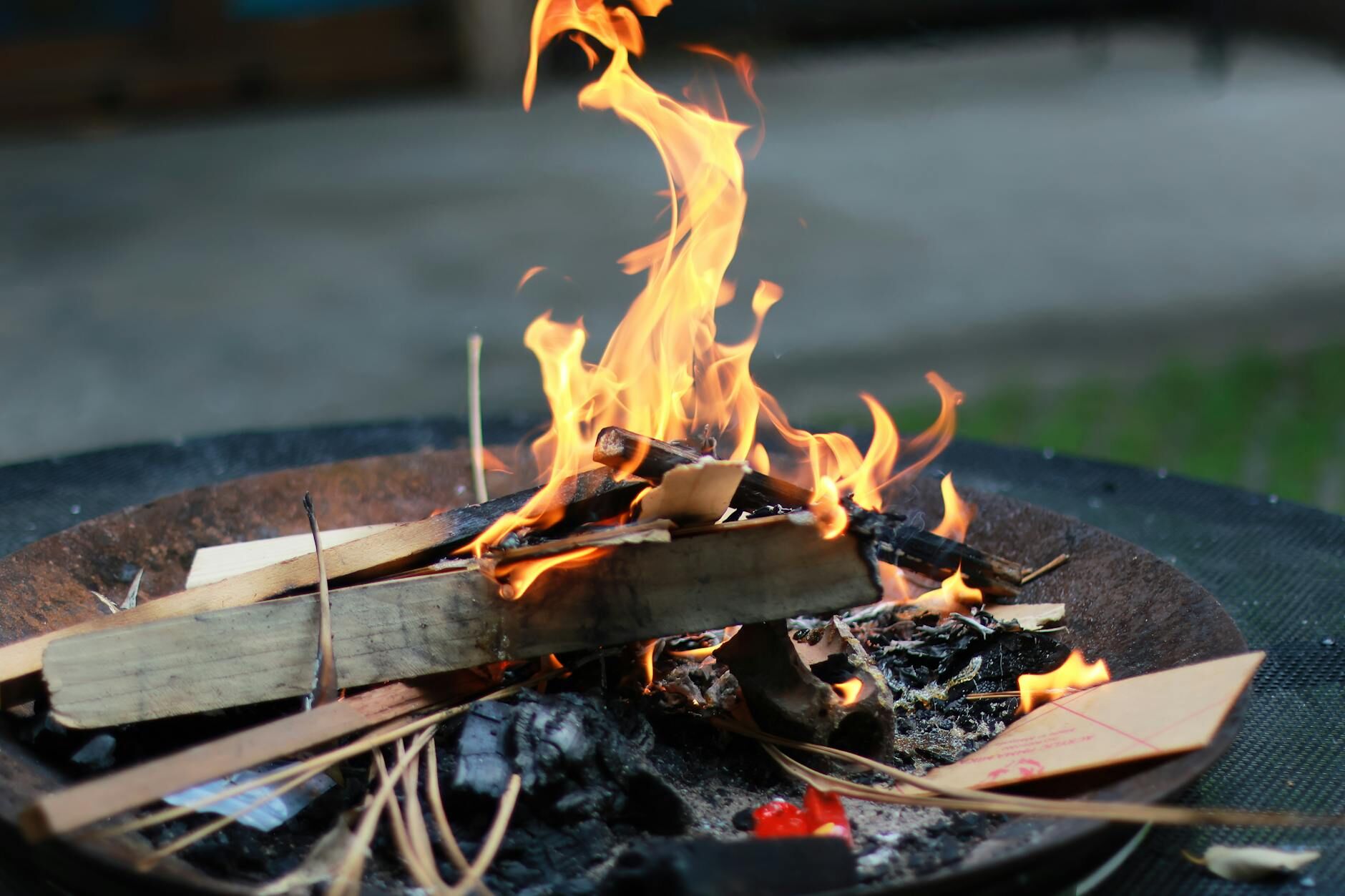 cozy outdoor bonfire with burning wood